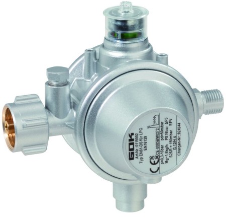 GOK low pressure regulator EN61-DS 1,5 kg/h 50 mbar incl. hose rupture protection